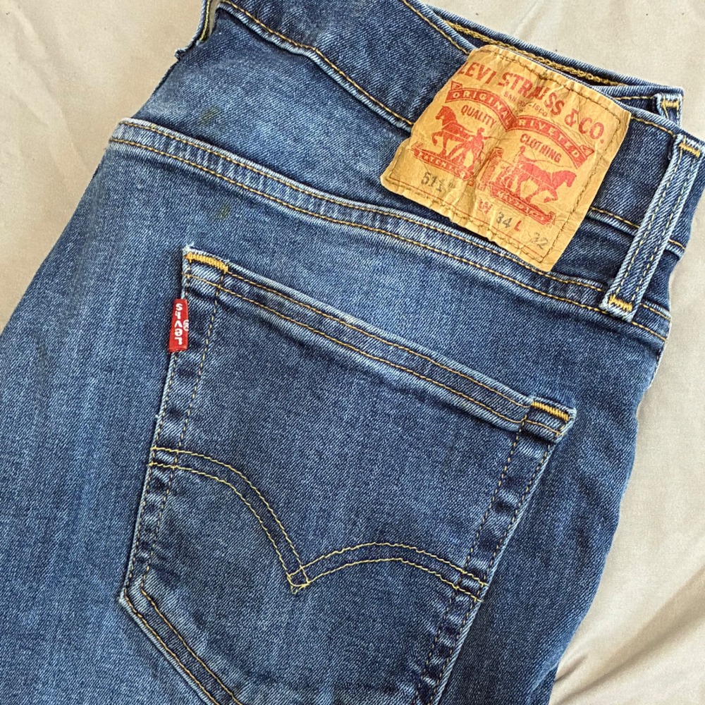 Levis 511 Slim Fit Jeans Mens 34x32 Medium Wash Blue Denim Pants